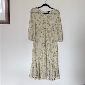 Yellow floral midi dress